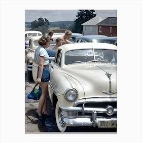 50's Era Community Car Wash Reimagined - Hall-O-Gram Creations 26 Canvas Print