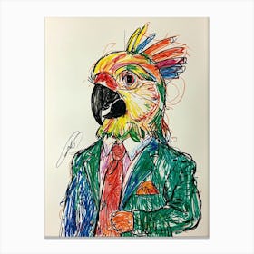 Parrot In Suit Canvas Print