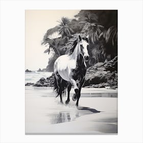 A Horse Oil Painting In Manuel Antonio Beach, Costa Rica, Portrait 3 Canvas Print