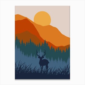 Deer In The Mountains 1 Canvas Print