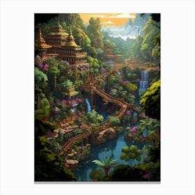 Taman Negara Sinharaj Pixel Art 4 Canvas Print