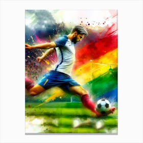 Soccer Player Kicking A Soccer Ball Canvas Print