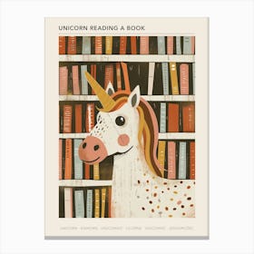 Unicorn Reading A Book Muted Pastels 4 Poster Canvas Print