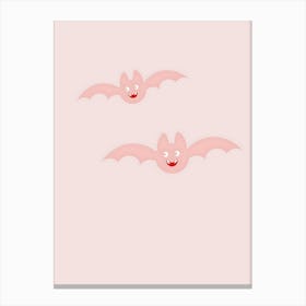 Bats On A Pink Background 1 Canvas Print