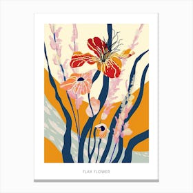 Colourful Flower Illustration Poster Flax Flower 2 Canvas Print