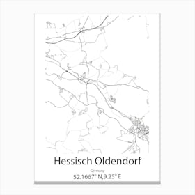 Hessisch Oldendorf,Germany Minimalist Map Canvas Print