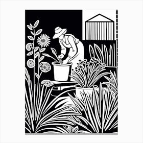 Just a girl who loves Gardening, Lion cut inspired Black and white Stylized portrait of a woman Gardening, 231 Canvas Print