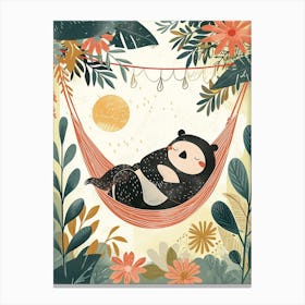 Sloth Bear Napping In A Hammock Storybook Illustration 3 Canvas Print