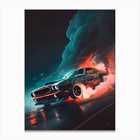 Muscle Smoke Drift Retro Racing vintage classic Car Canvas Print