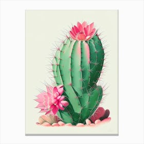 Easter Cactus Retro Drawing Canvas Print