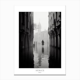Poster Of Venice, Italy, Black And White Analogue Photography 1 Canvas Print
