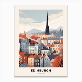 Vintage Winter Travel Poster Edinburgh Scotland 1 Canvas Print