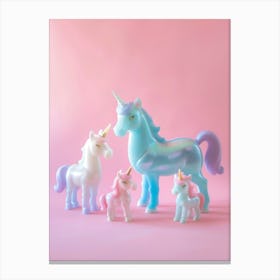 Toy Unicorn Family Pastel 2 Canvas Print