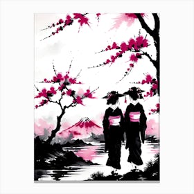 Traditional Japanese Art Style Geisha Girls 4 Canvas Print