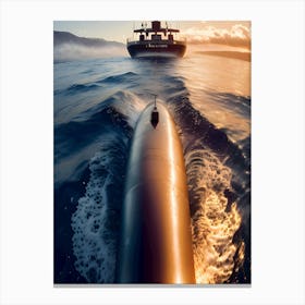 Submarine In The Ocean-Reimagined 5 Canvas Print