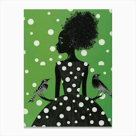 Girl With Birds 2 Canvas Print