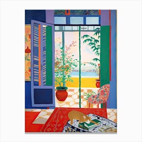 Open Window With Cat Matisse Style Tokyo Japan 4 Canvas Print