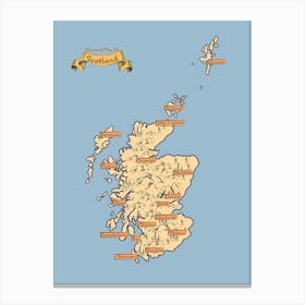 Vintage Scotland Map Canvas Print