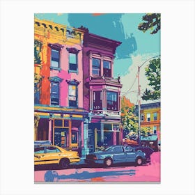 Belmont New York Colourful Silkscreen Illustration 4 Canvas Print