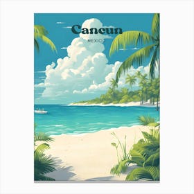 Cancun Mexico Vintage Beach Vacation Travel Art Illustration Canvas Print