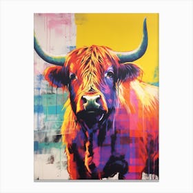 Highland Cow Screen Print Inspired 4 Canvas Print