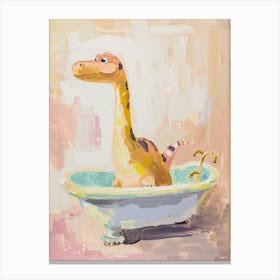 Brushstrokes Dinosaur In A Bath 3 Canvas Print