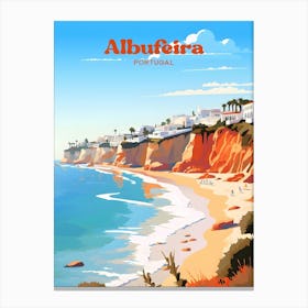 Albufeira Portugal Travel Vacation Coastal View Illustration Art Canvas Print
