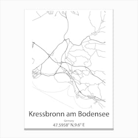 Kressbronn Am Bodensee,Germany Minimalist Map Canvas Print