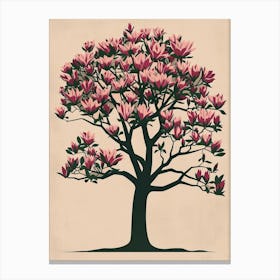 Magnolia Tree Colourful Illustration 2 Canvas Print