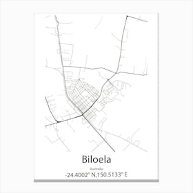 Biloela,Australia Minimalist Map Canvas Print