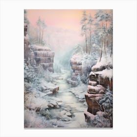 Dreamy Winter Painting Bohemian Switzerland National Park 4 Canvas Print