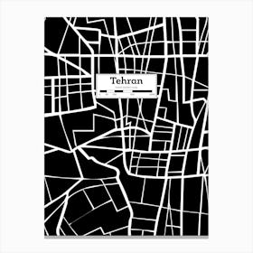 Tehran City Map — Hand-drawn map, vector black map Canvas Print