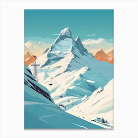 Val D Isere   France, Ski Resort Illustration 3 Simple Style Canvas Print