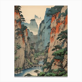Kurobe Gorge, Japan Vintage Travel Art 4 Canvas Print