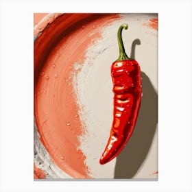 Red Chili Pepper On A Plate Canvas Print