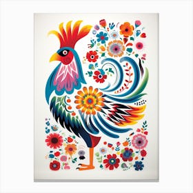 Scandinavian Bird Illustration Rooster 1 Canvas Print