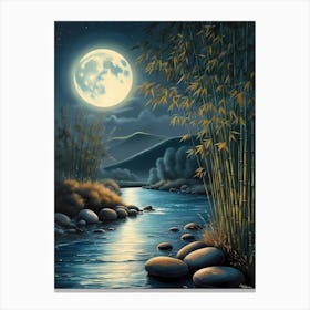 Moonlight Over The River Canvas Print