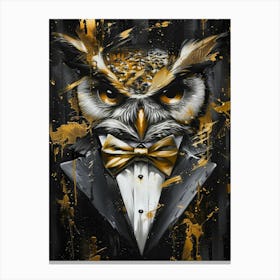 Owl In Tuxedo Canvas Print