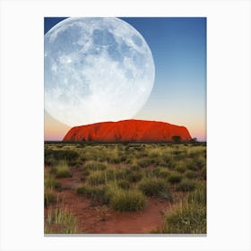 Synthwave Moon & mountain. Australia — synthwave collage, space poster Canvas Print