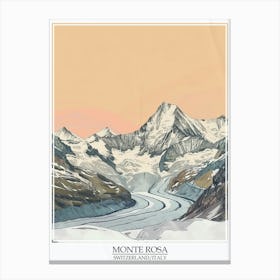 Monte Rosa Switzerland Italy Color Line Drawing 7 Poster Canvas Print