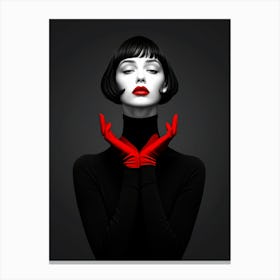 Woman In Red Gloves Canvas Print