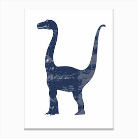 Navy Blue Dinosaur Silhouette 4 Canvas Print