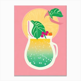 Jungle Juice Retro Pink Cocktail Poster Canvas Print