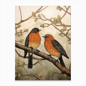 Art Nouveau Birds Poster Robin 2 Canvas Print