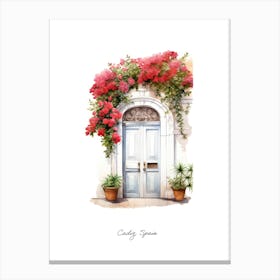 Cadiz, Spain   Mediterranean Doors Watercolour Painting 3 Poster Canvas Print