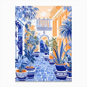 Jardin Majorelle Morocco Modern Blue Illustration 4 Canvas Print