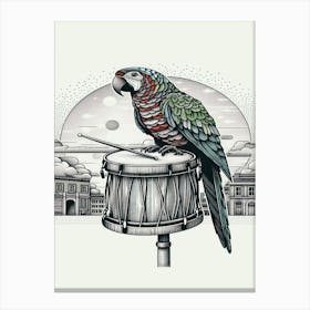 Gizmo Parrot On Drum Canvas Print