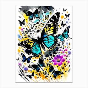 Butterflies And Flowers Canvas Print