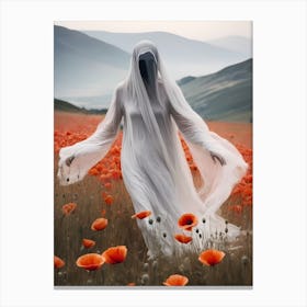 Ghost In The Poppy Fields Painting (22) Canvas Print