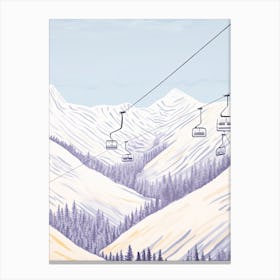 Verbier   Switzerland, Ski Resort Pastel Colours Illustration 3 Canvas Print